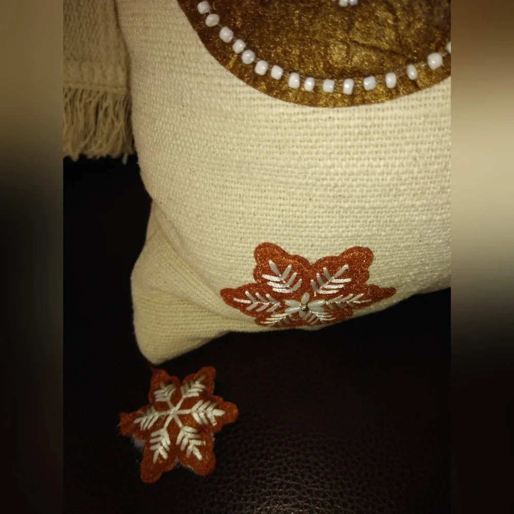 Holiday Joy Pillow with Brown and White Accents